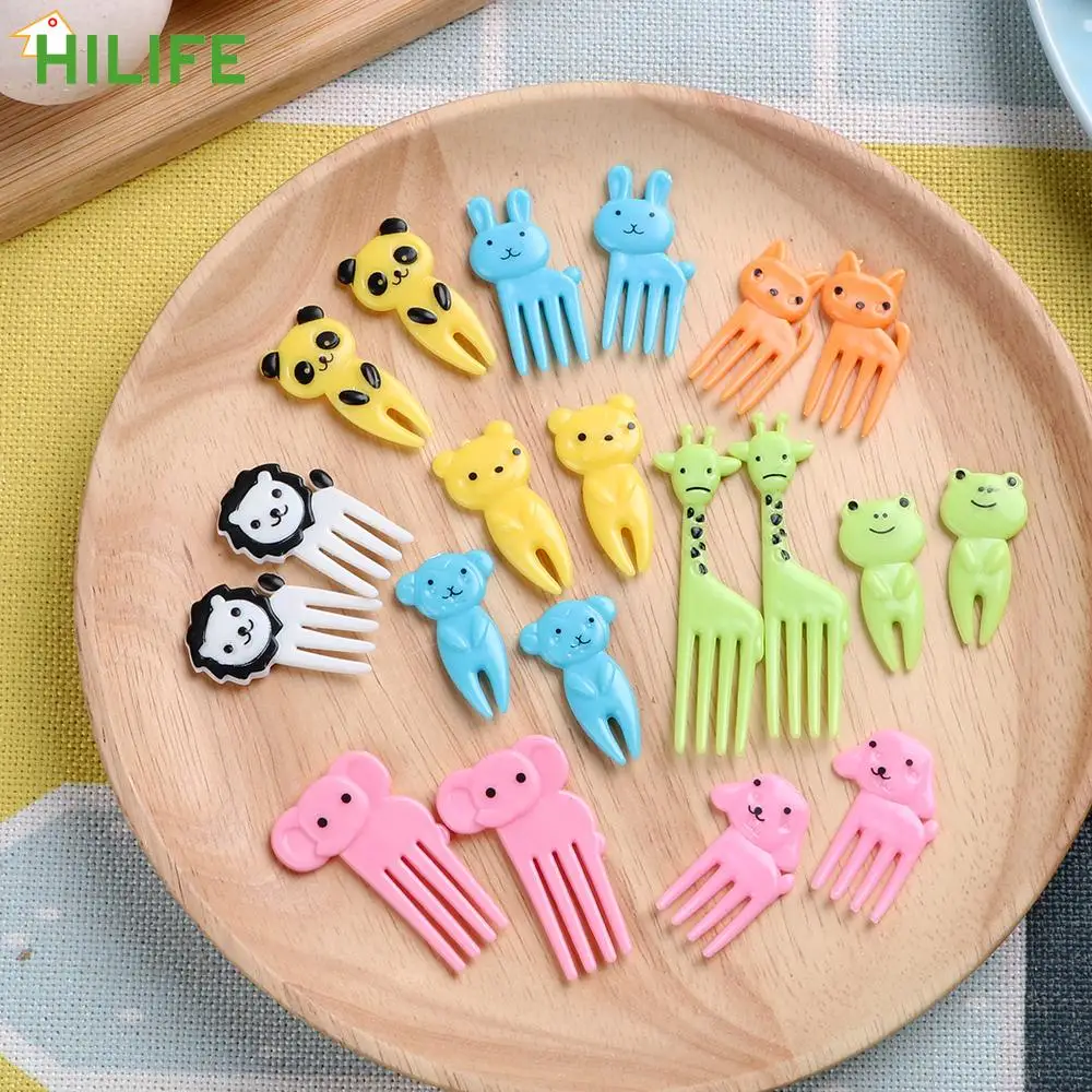 Snack Cake Dessert Food Fork Bento Lunches Toothpick Party Decor Animal Farm Fruit Fork 10pcs/pack for Children Mini Cartoon