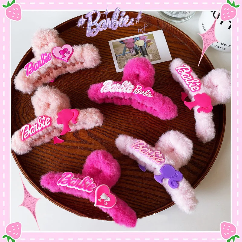

Barbie Plush Hair Claws Kawaii Hairclip Movie Decoration Stylish Lovely Stylish Hair Clamps Cute Girls Kids Gift Fashion Y2K