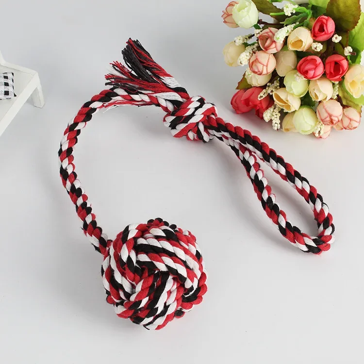 

Strong braided Dog Training Toys Large Dog Pet Chew Rope Toy Puppy Cat Ball Toys Handmade Cotton Ball Rope Molar Toys