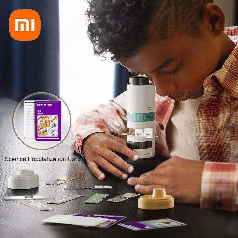 Xiaomi-a Ciência Pode Microscópio de Projeção para Crianças Mini Microscópio Portátil de Bolso Lente Múltipla Presentes ao ar Livre