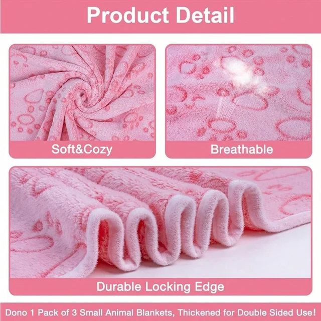 3 PCS Soft and Fluffy Quality Pet Blanket, Cute Paw Print Dog Blanket, Plush Pet Mat, Warm and Comfortable Cat and Dog Blanket 6