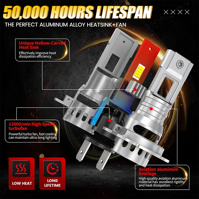 Mini Wireless H7 LED Headlight Bulb - Ultra-Bright 6000K Auto Lamp