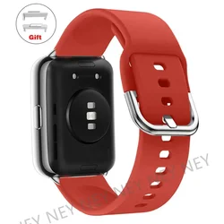 Sport Watchband: Silicone Waterproof Strap with Metal Buckle for huawei fit 2 (Red S 05)