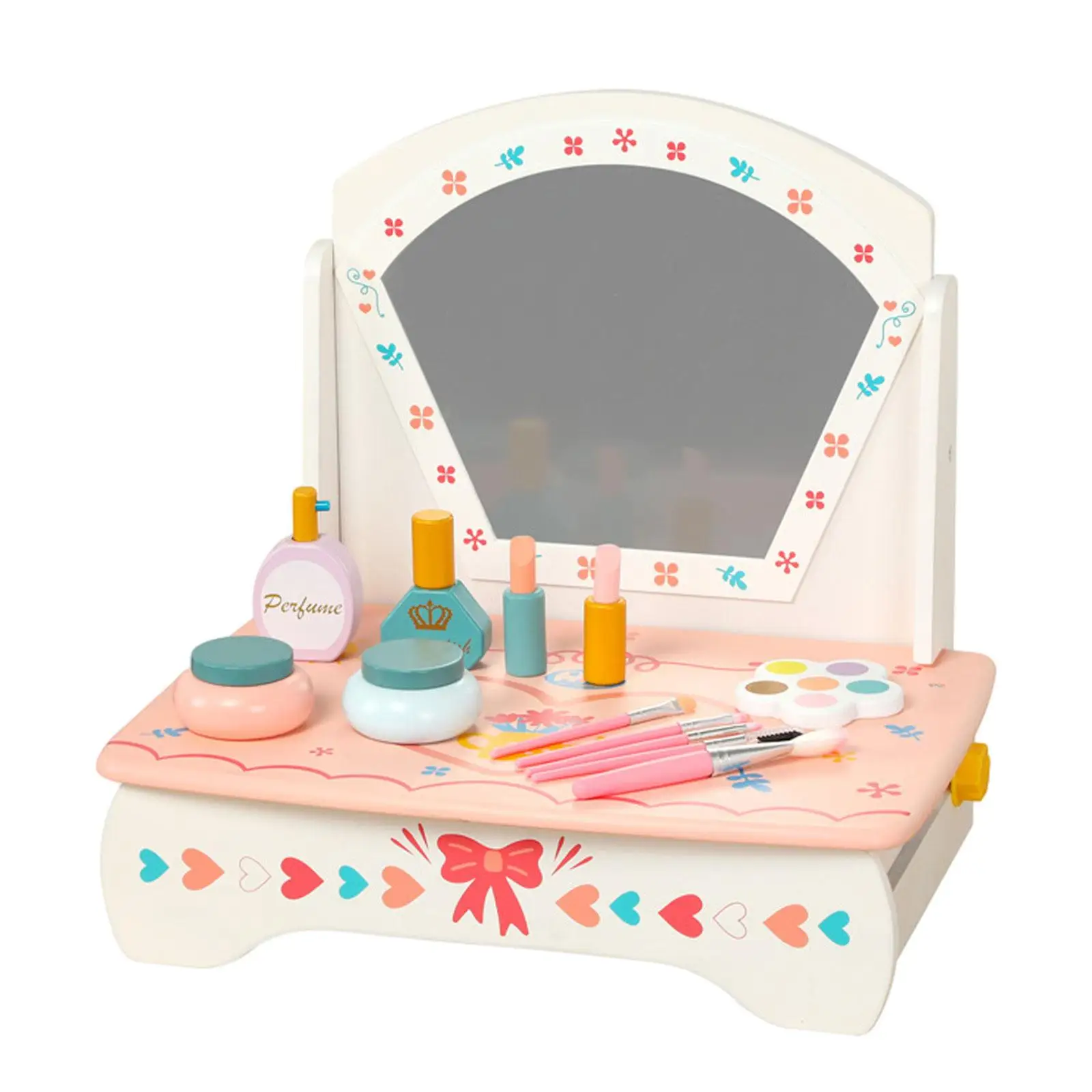Wooden Vanity Table Toy with Accessories Girls Playset Makeup Kits Beauty Salon Wooden Vanity Table Toy with Accessories Girls Playset Makeup Kits Beauty Salon