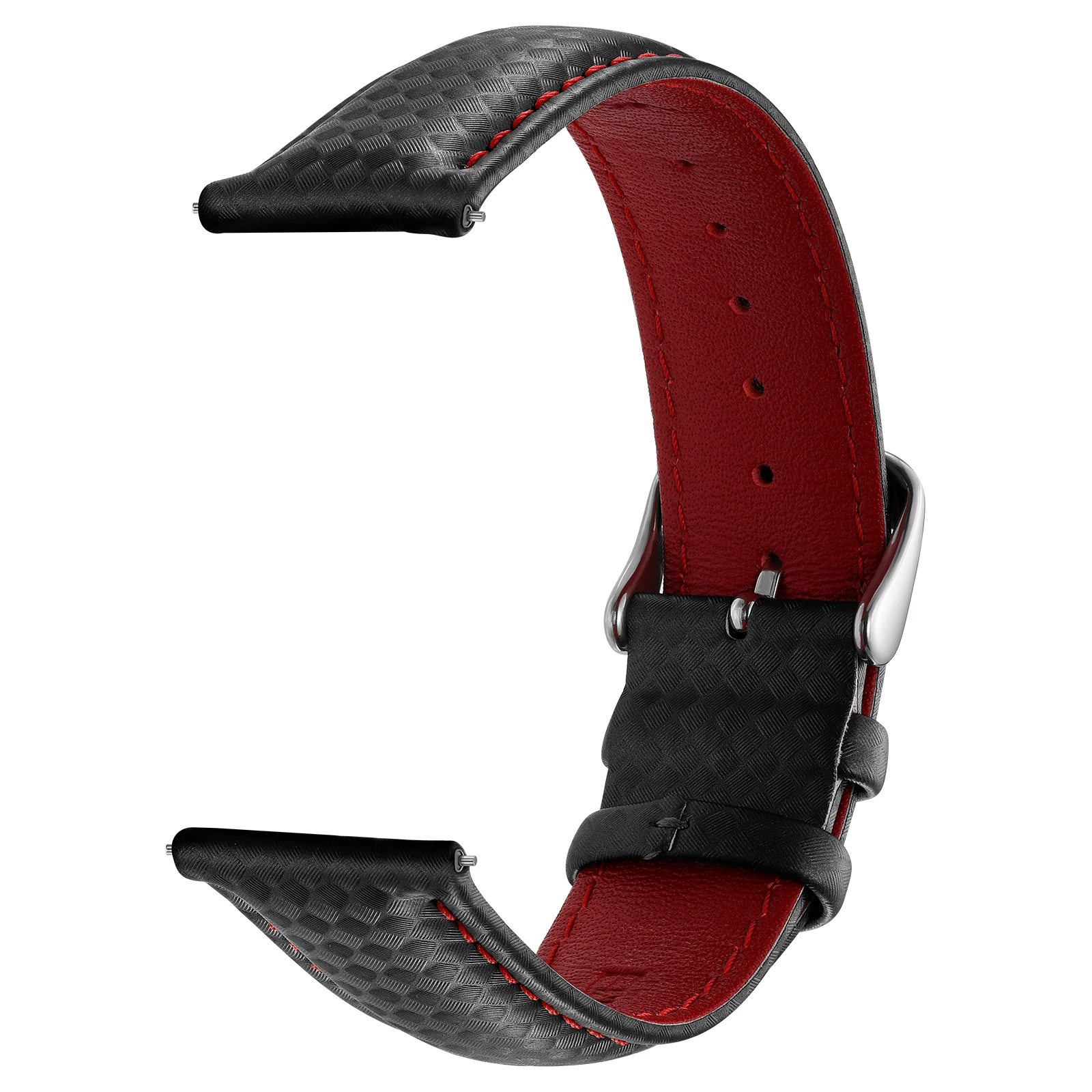 Berny-pulseira de Couro Genuíno Pulseira Carbon Fiber Grain Pulseiras Relógio Cinta de Liberação Rápida Carbon Fiber Pattern 20 mm 22 mm - Image 5