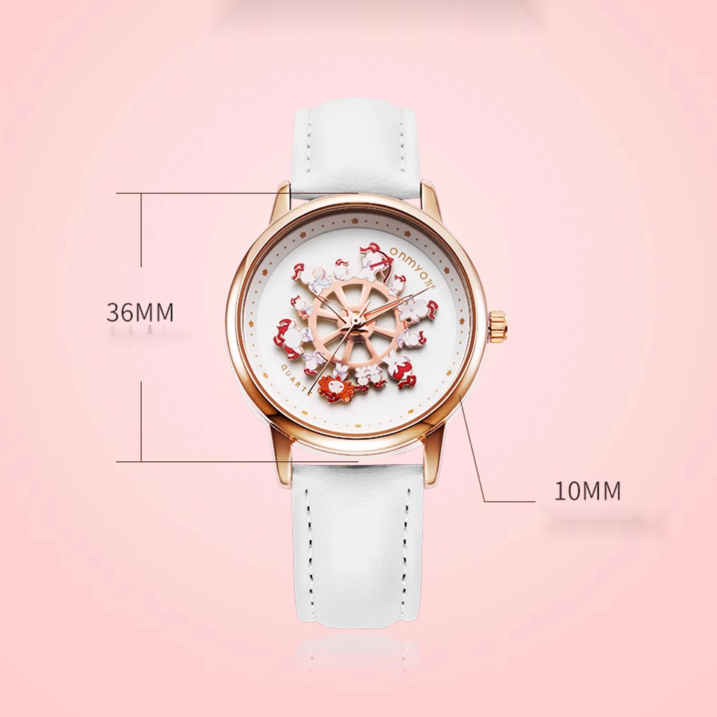 Dames quartz horloge met yin yang en sterrenbeeld design_voghion.com