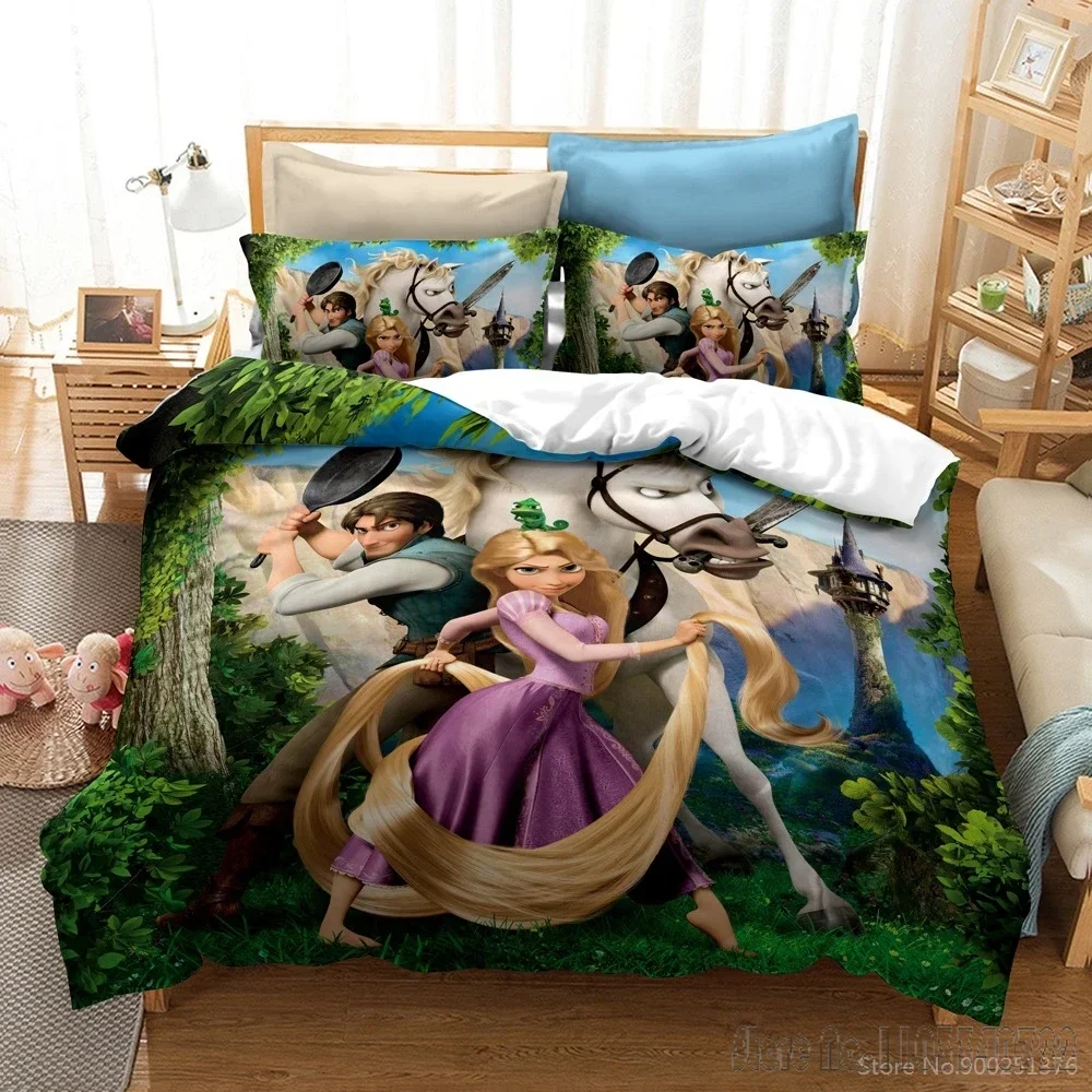 Rapunzel Princess Castle Love Child Duvet Cover Set HD Comforter Cover Bedclothes for Kids Bedding Sets Bedroom Decor 2