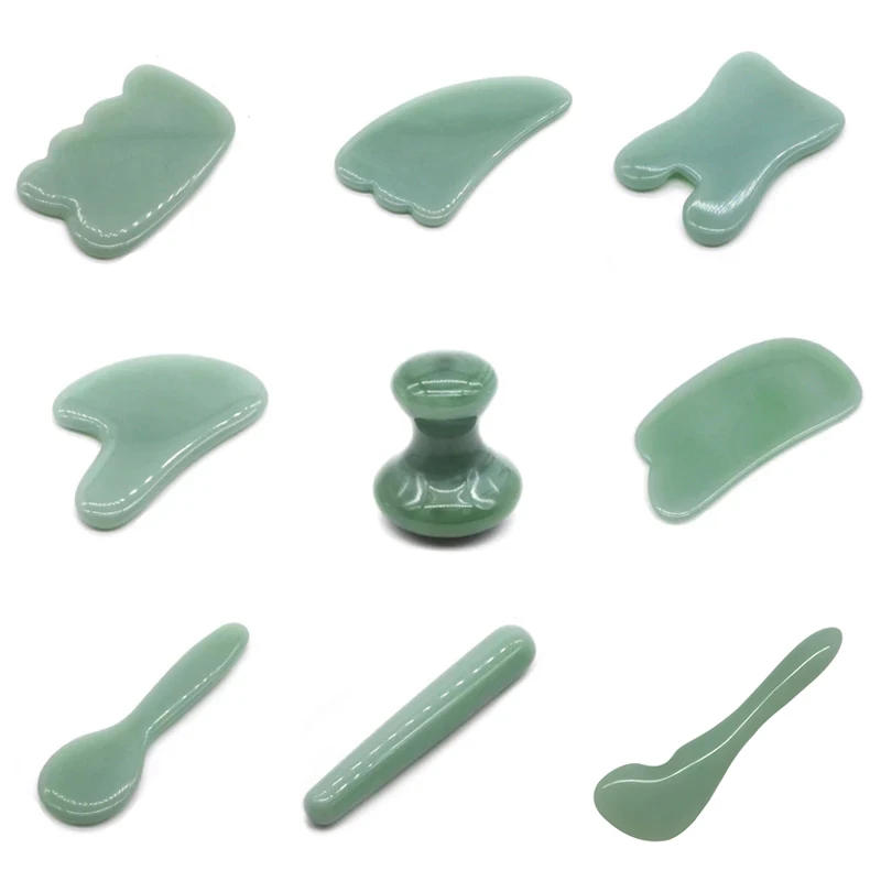 Natural Jade Guasha Stone Board Scraper Tool Facial Eye Guasha Plate Jade Face Massager For Body Pressure Therapy Light Green light curing resin trough cleaning scraper professionalprinter accessory dropship