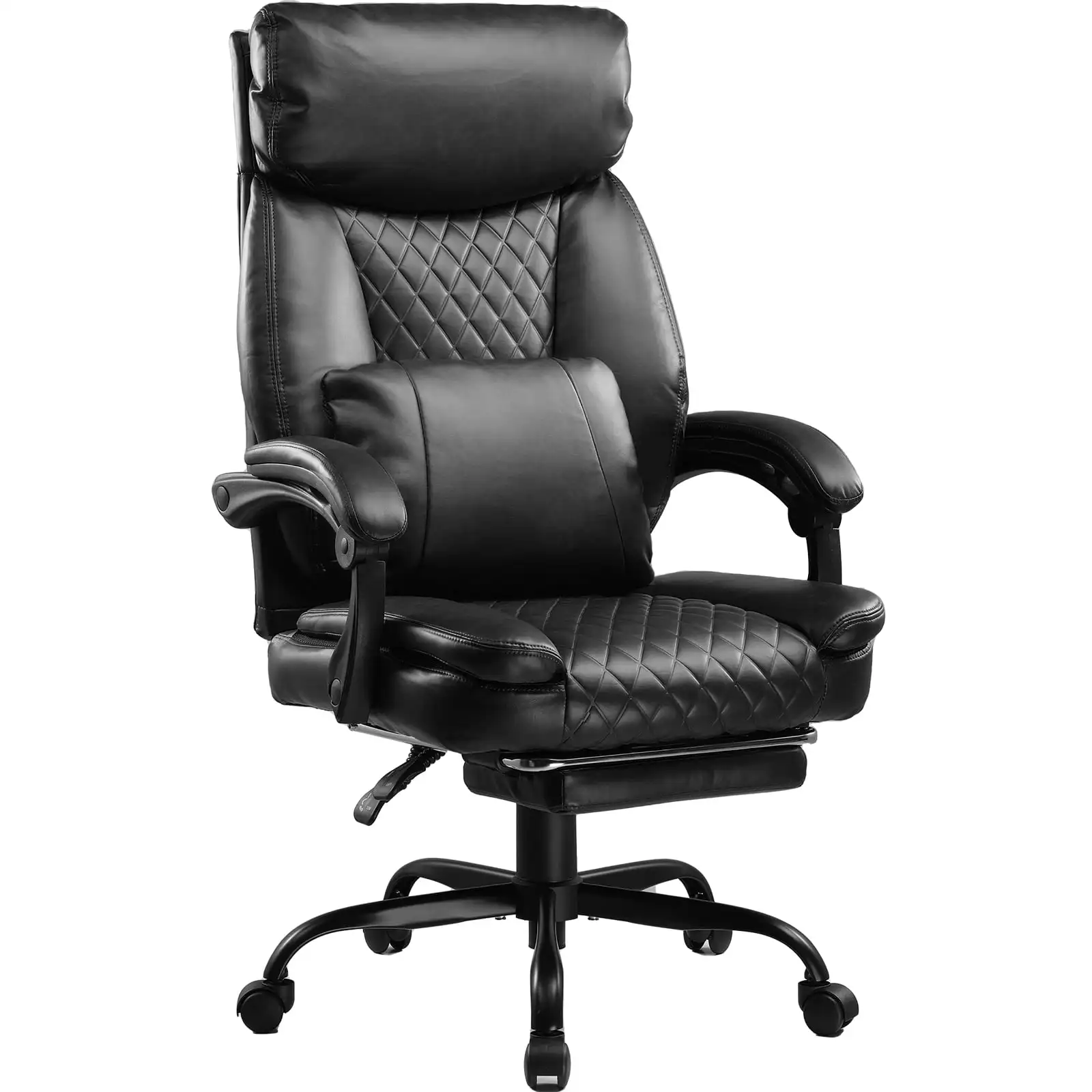 

Big & Tall Ergonomic Executive Chair High-Back PU Leather Reclining Office Chair w/ Footrest High Back Computer Desk Chair Black