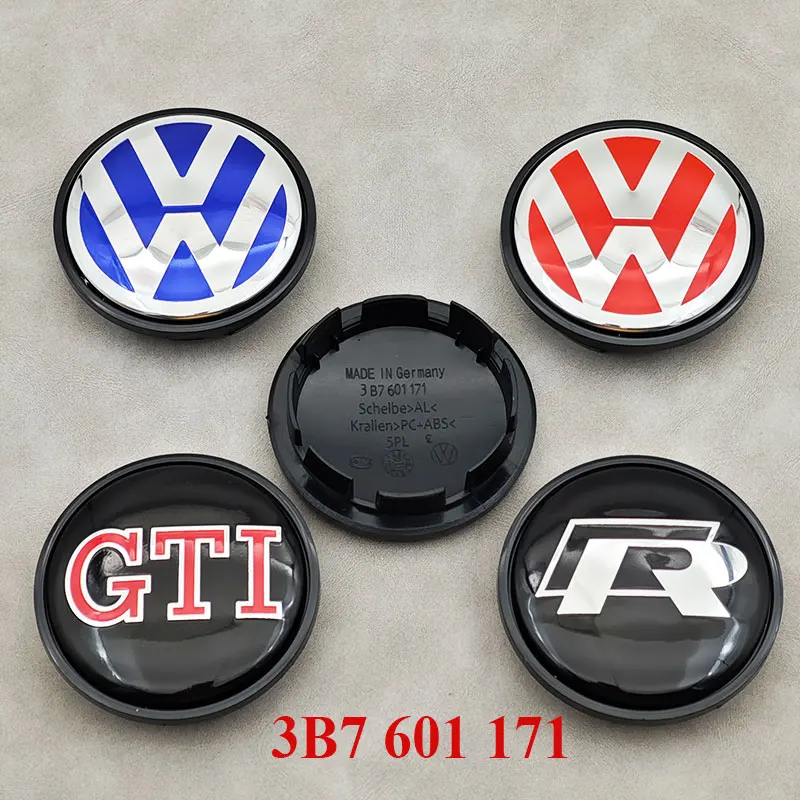 4pcs Car Wheel Center Rims Caps 56mm 63mm 65mm for Volkswagen VW Golf 4 5 6 7 R GTI Passat B5 B6 B7 CC Touran Tiguan
