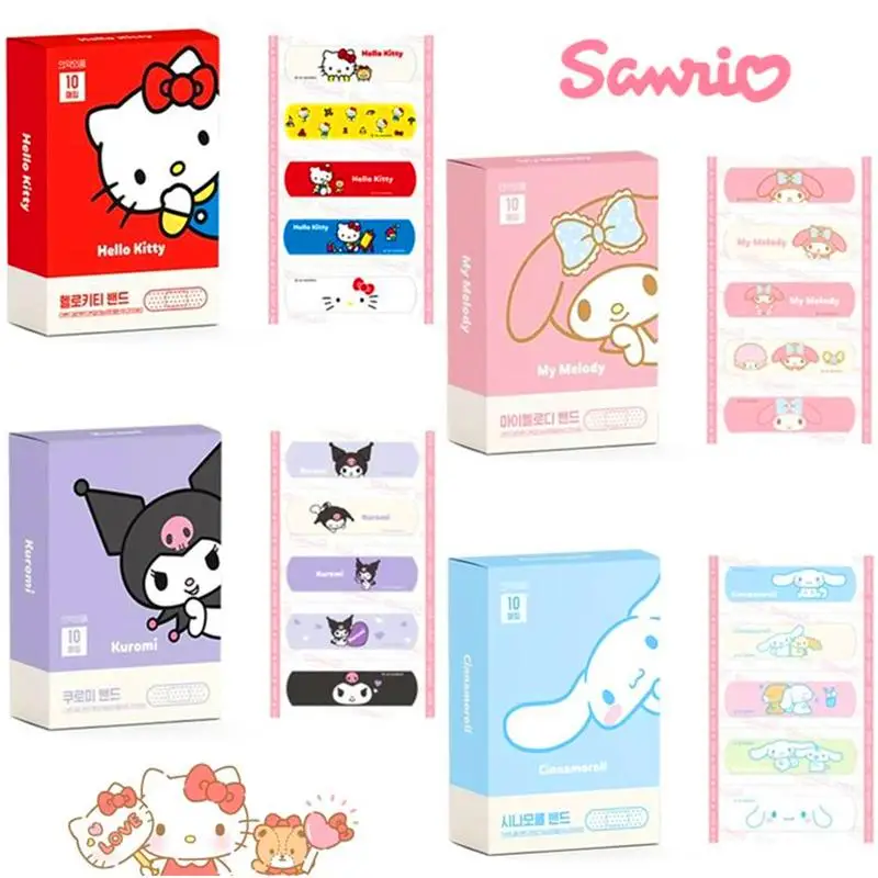 

Original Hello Kitty Mymelody Kuromi Cinnamoroll Band-Aid Anime Cartoon Korean Sanrio Children's Waterproof Breathable Band-Aid