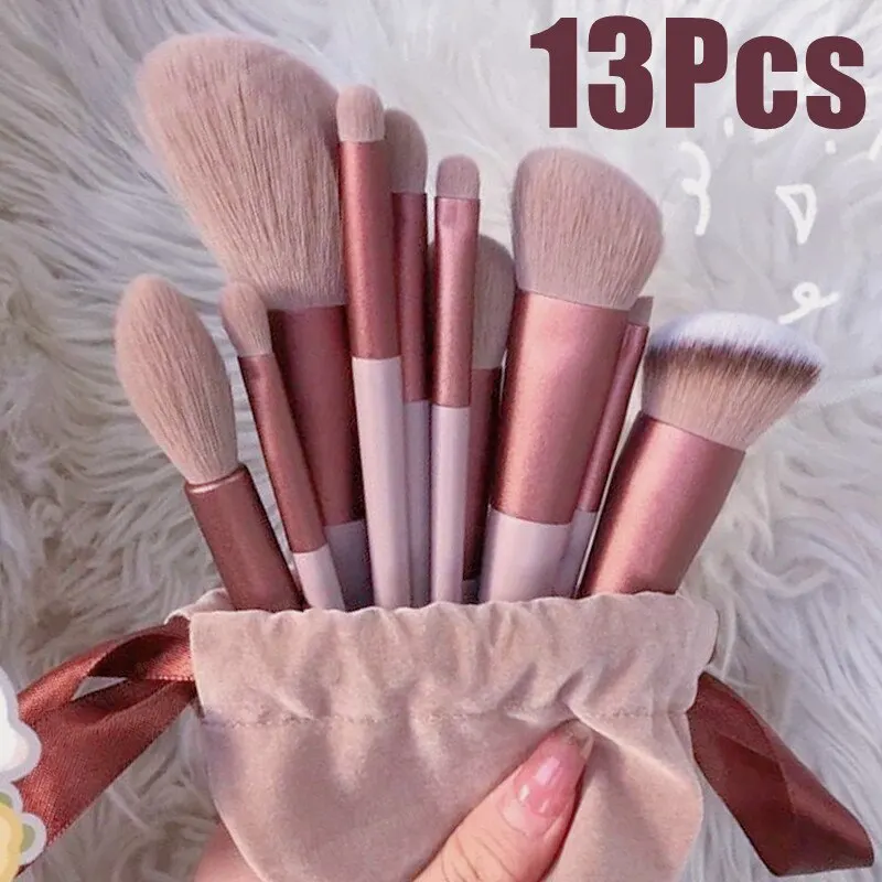13 PCS Makeup Brushes Set Eye Shadow Foundation Women Cosmetic Brush Eyeshadow Blush Beauty Soft Make Up Tools Bag milk moisture foundation make up waterproof long term effect full coverage acne natural concealer cosmetics face cream 50g