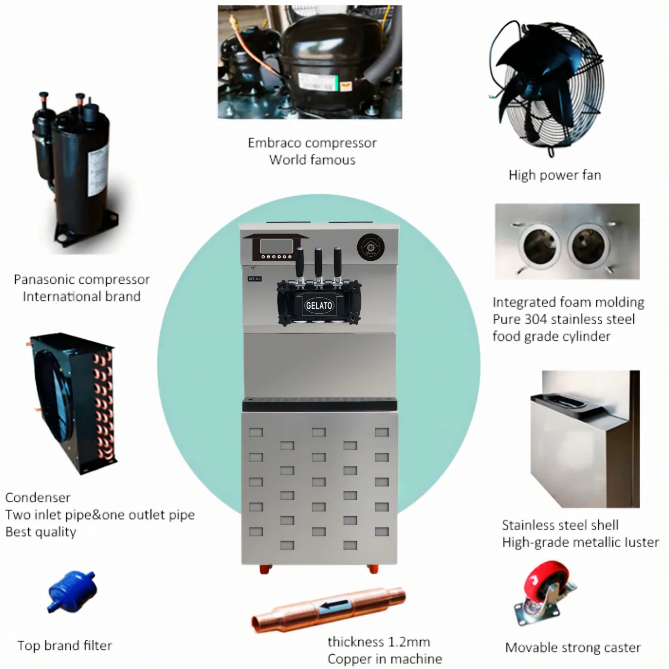 Digital Manufacture Commercial 3 Flavor Fruit Yogurt Soft Serve Machine Ice Cream For Making Ice Cream Makers For Business