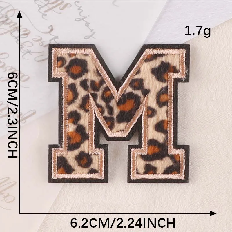 Leopard Print Embroidered Alphabet Badge Patches