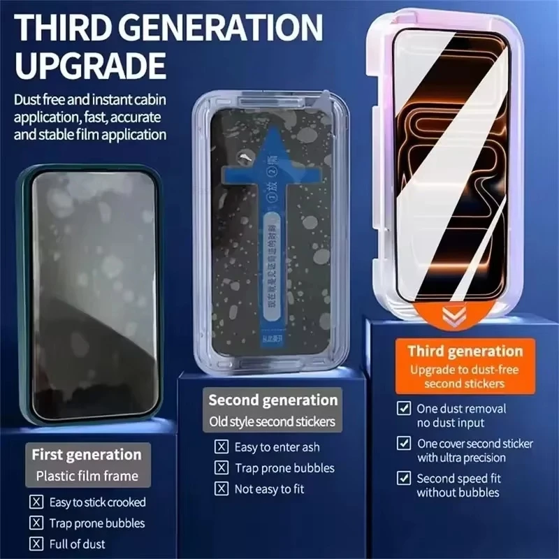 1-5 Pezzi Pellicola Protettiva Anti-Spia per iPhone 18 17 16 15 14 13 12 11 Pro Max XS XR Air 7 8 Plus 16e, Installazione con Un Clic, in Vetro - immagine 5