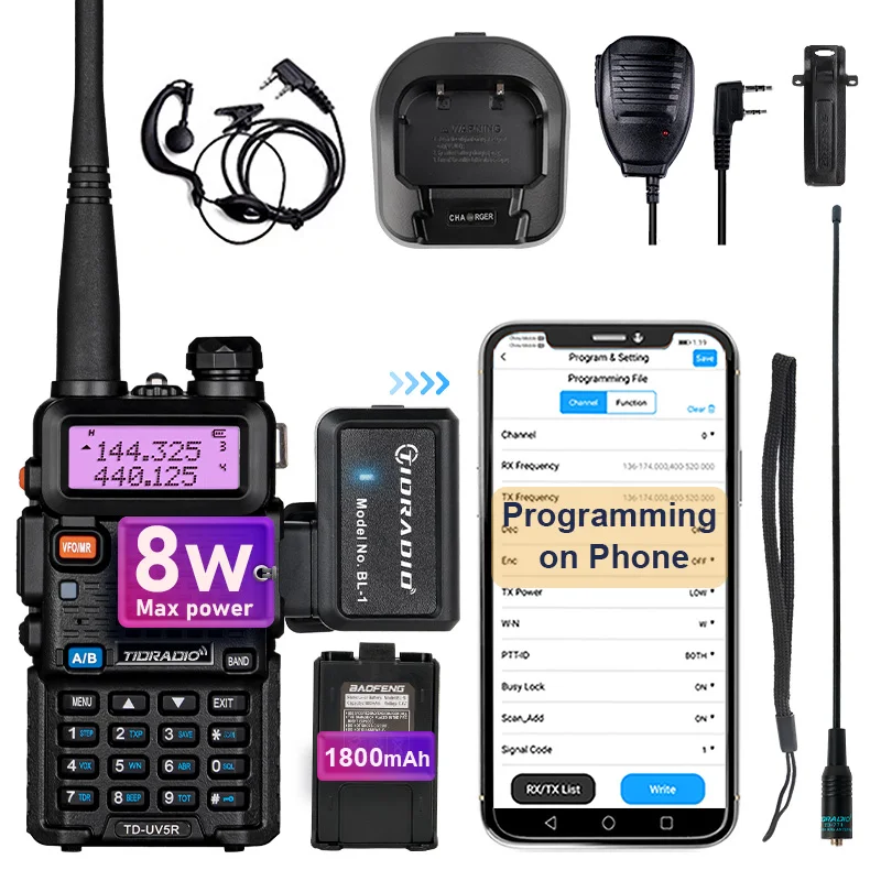 

BaoFeng UV-5R Professional Walkie Talkie APP Wireless Programmer Portable outdoor Two Way Radio Hunting Station Comunicador