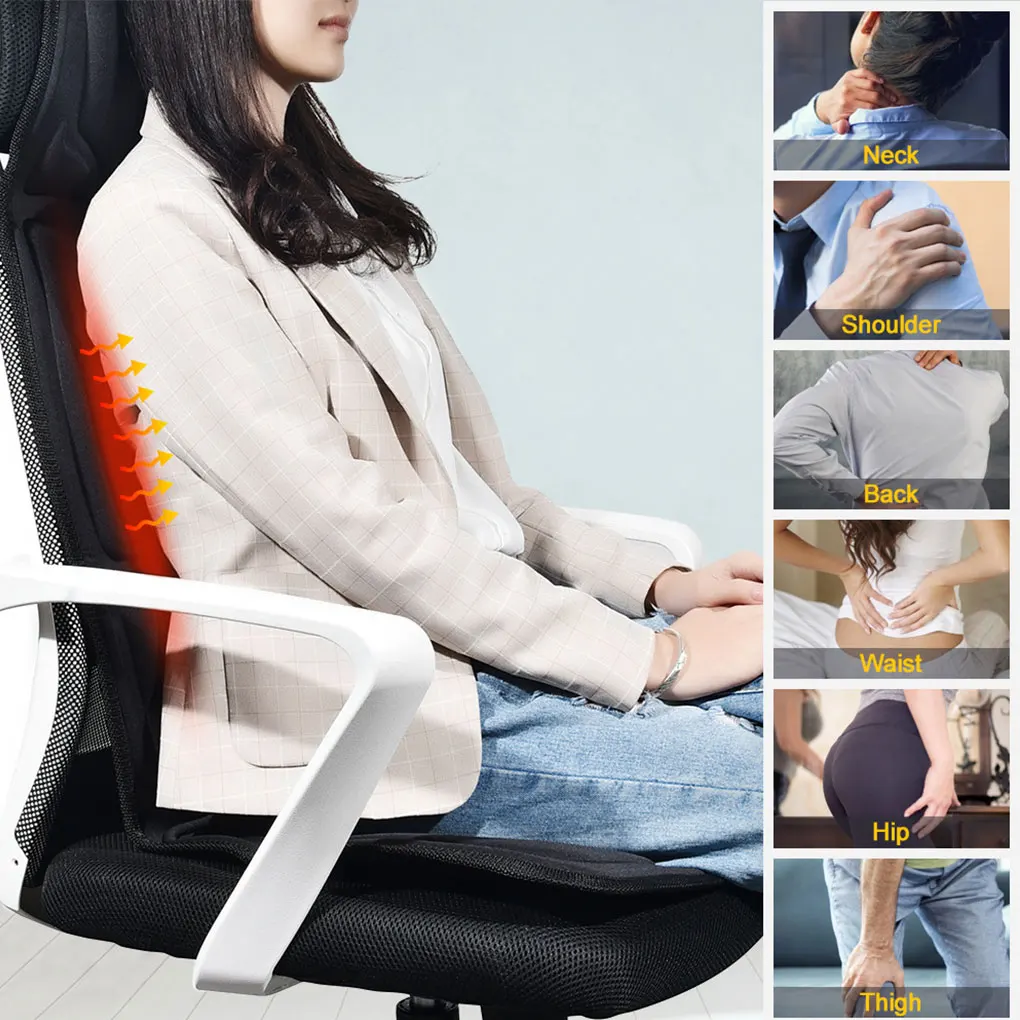 Electric Back Massager Infrared Full-Body Massage Chair Cushion Heating Vibrator Car Home Office Lumbar Neck Mattress Chair Mat