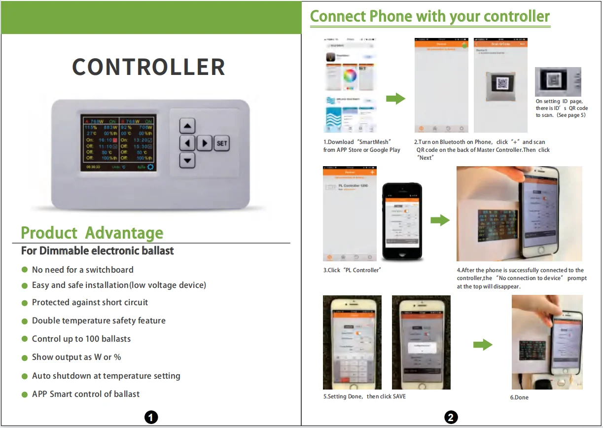 Grow Light Controller RJ14 Master Controller Wifi App Control Temp Humidity Dimming forLed Grow Light