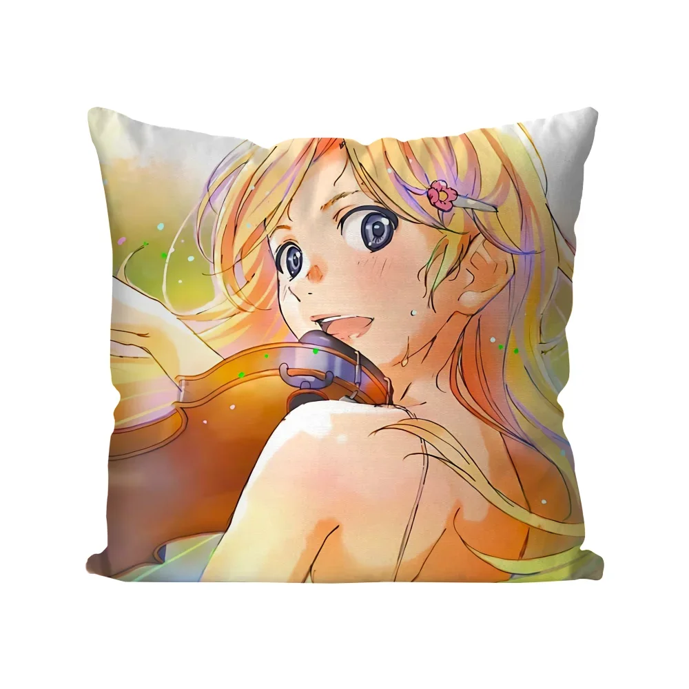 1pc Kawori Miyazono Animation Your Lie In April Pillow Case Square Pillow Bedroom Sofa LeisureCarLivingRoomHome Decoration 40X40 6