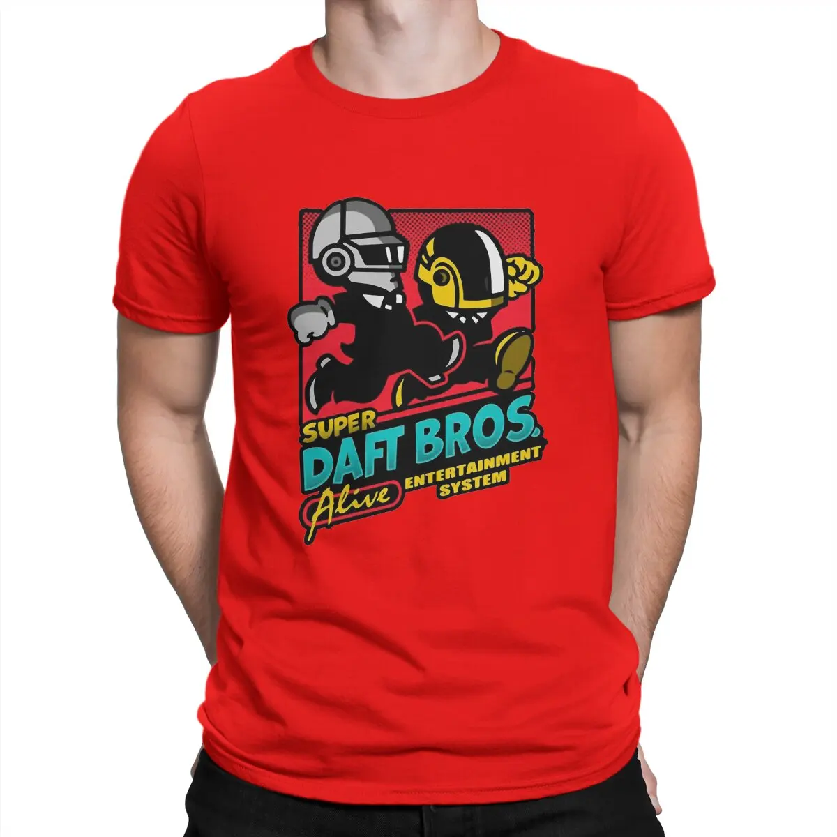 thumbnail image 1 of Camisetas Super Bros. de algodón para hombre, novedosas, con cuello redondo, de banda de producción electrónica, 1 of 7