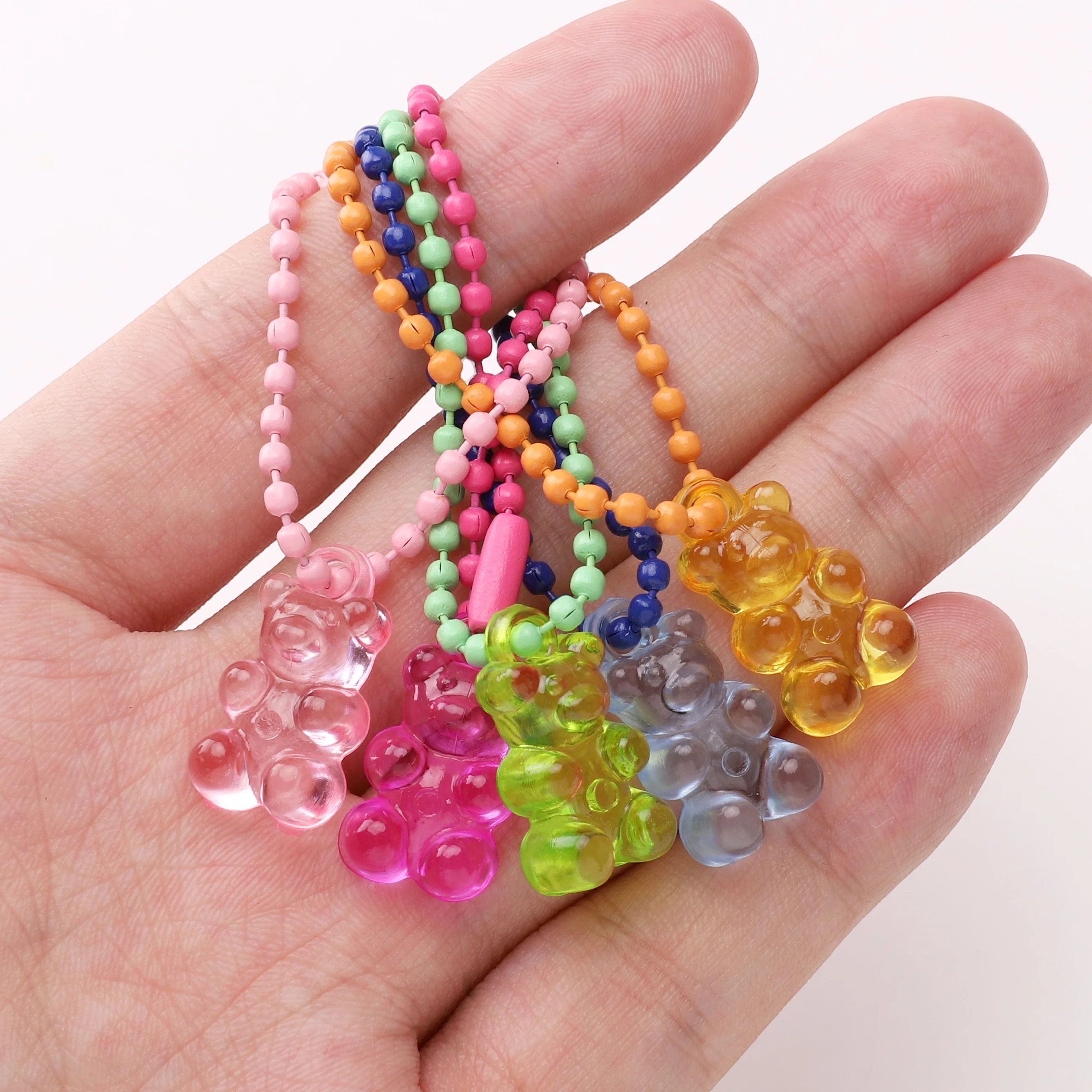 5 Teile/satz 7cm Acryl Bär Kugel Kette Anhänger Nette Bunte Schlüsselbund Tasche Dekorationen DIY Schmuck Handgemachte Handwerk Liefert – Detail 11