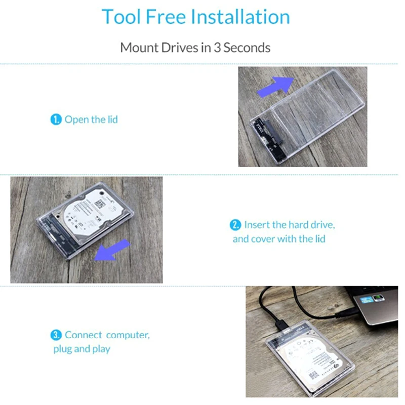 HDD ϵ ̺ ũ  ̽ Ŭ, 2.5 ġ USB 3.0 SATA SSD