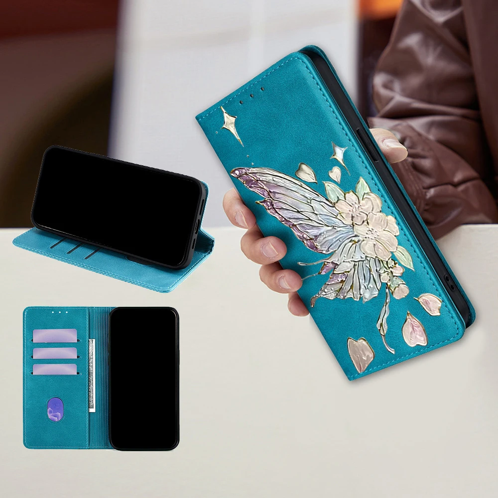 Butterfly Painting Pattern Phone Case with Flip Cover