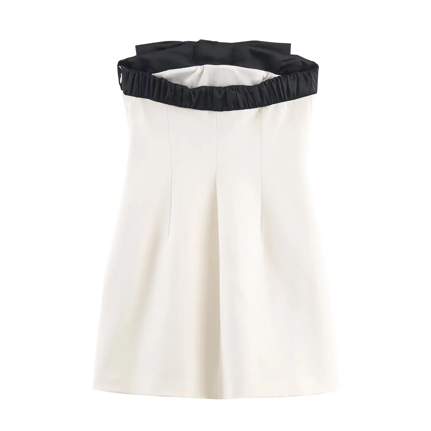 Women's Summer Mini Dress Female Elegant Strapless Dress Chic Bow Patchwork Slim Fit Short Dress Lady Fashion Sexy Party Frocks