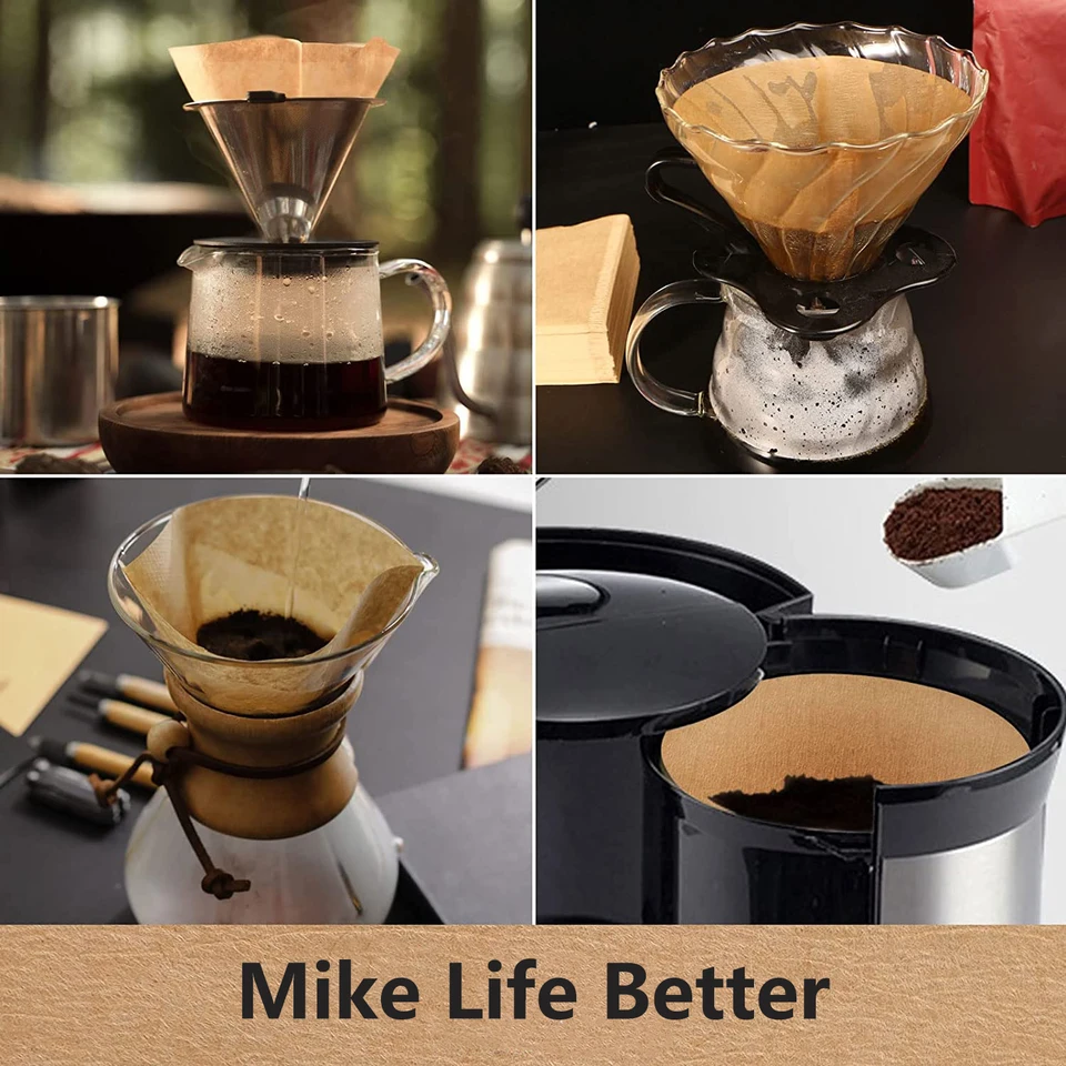 100 Unbleached Natural Brown Coffee Filters For V60 & Cone Pour Over - Size 01 (1-2 Cups)