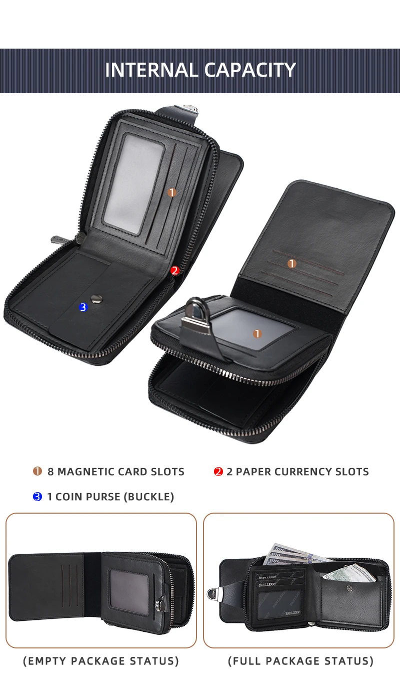 Neue Einfache Kurze Männer Brieftasche Hochwertige Retro Karte Clips Zipper Männlichen Geldbörse ID & Foto Halter Marke Männer brieftasche – Detail 4