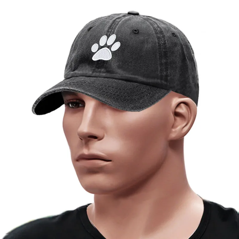 Dog Paw Vintage Washed Cotton High Quality Embroidery Dad Hat  For Men Women Baseball Cap golf caps Snapback Cap Dropshipping 4