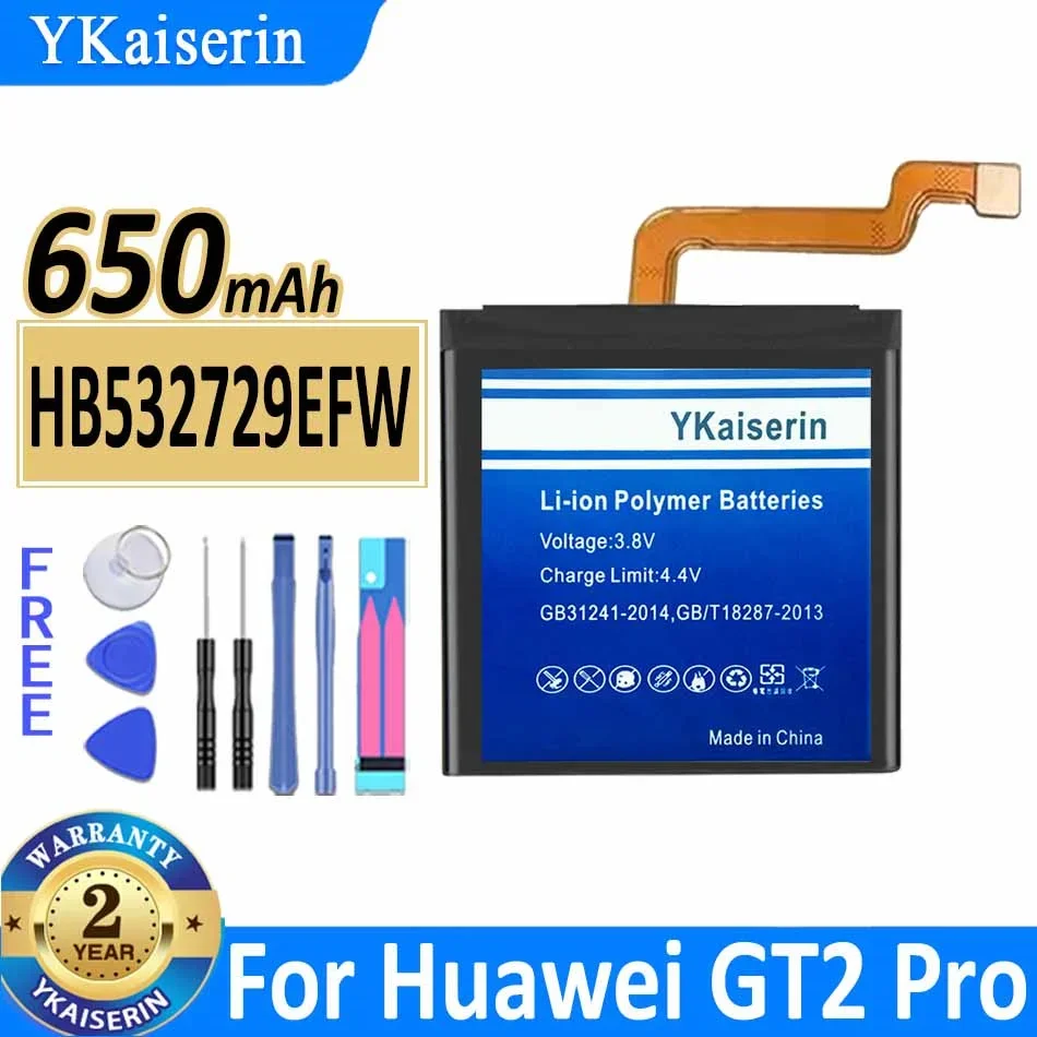 

Сменный аккумулятор ykaisсеребрин HB532729EFW 650 мАч для Huawei GT2 Pro GT2Pro, аккумулятор для часов