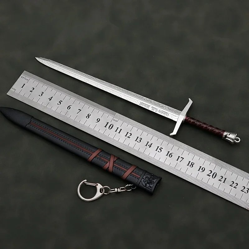 22cm Medieval Arthur Pendragon Swords Metal Katana Samurai Sword Uncut Blade Model Accessories Keychain Gifts Toys for Boys 5