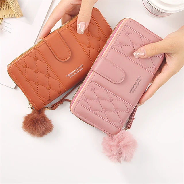 Long Large Capacity Multi Card Holder Wallet Bag for Women,Pink 