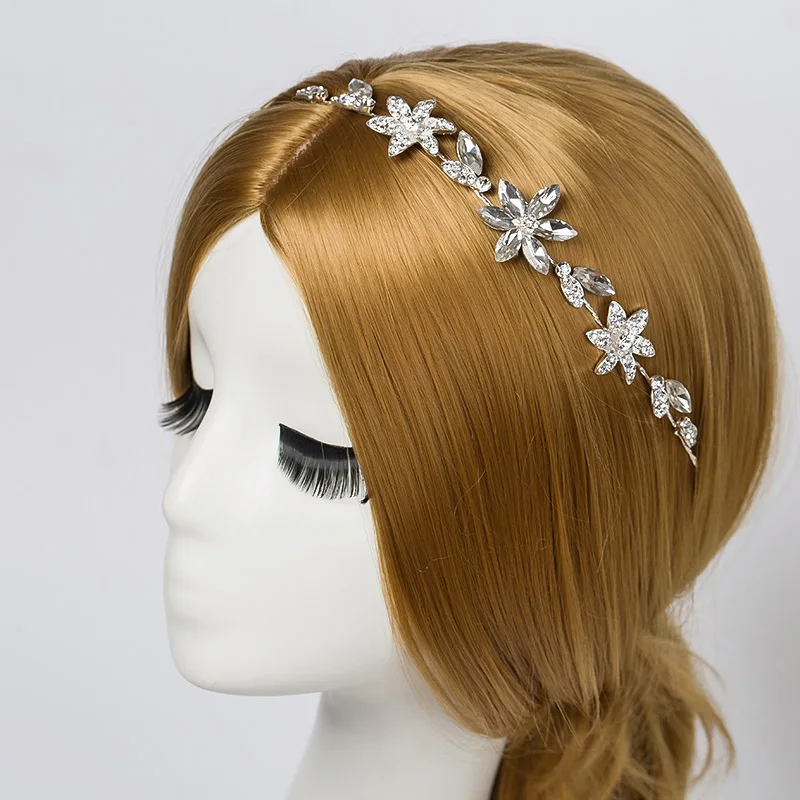 Bridal Rhinestone Crystal Hair Vine Tiara Crown Wedding Comb Hair Chain Headpiece Floral Headband Ornaments for Women