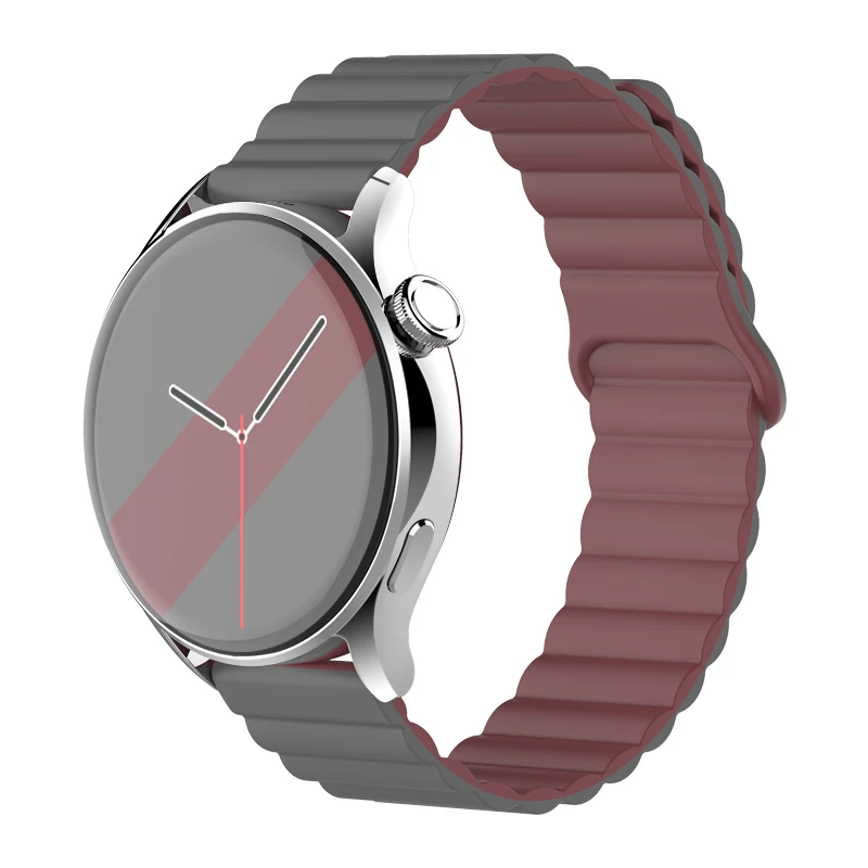Magnetic Loop Silicone Link Bracelet, 20mm 22mm Strap