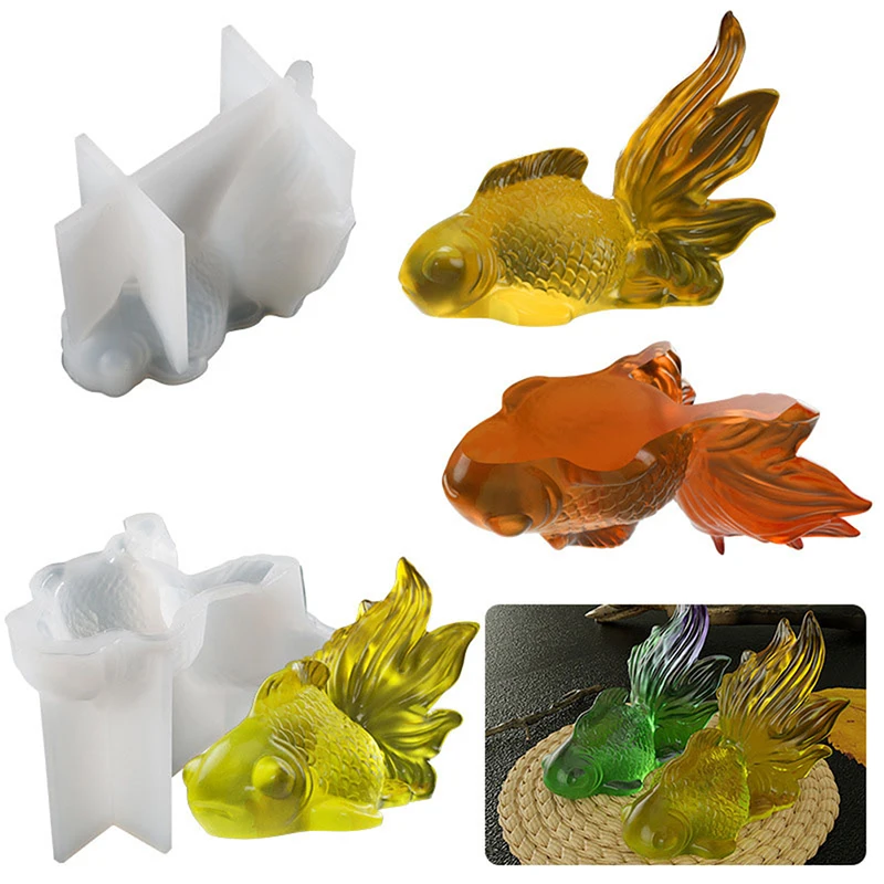 

3D Crystal Large Goldfish Ornament Crafts Silicone Mold DIY Home Table Decor Goldfish Ornament Mold Epoxy Mold Silicone