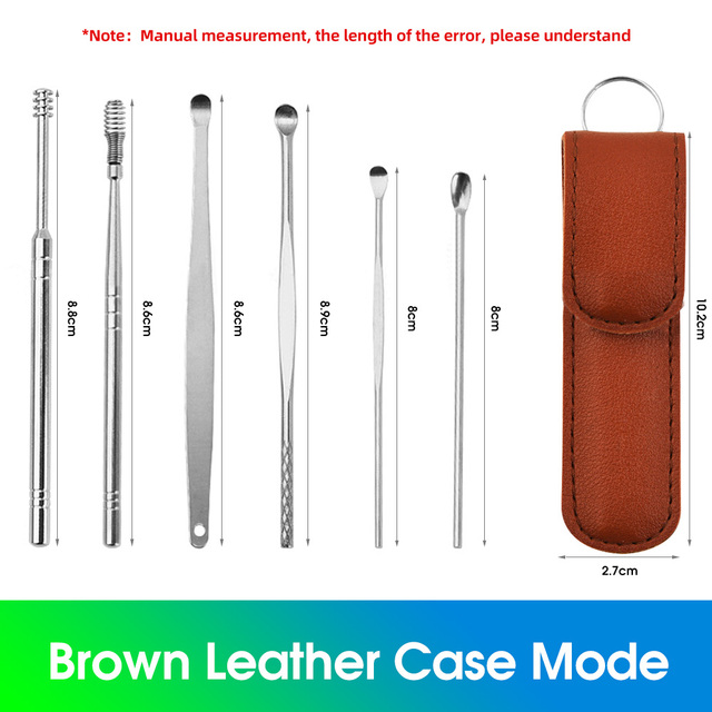 6Pcs Ear Wax Remover Ear Cleaning Kit Curette Ear-Picker Ear Ceruman Pick Cleaning Tool Ear Cleaner Earwax Remover Set