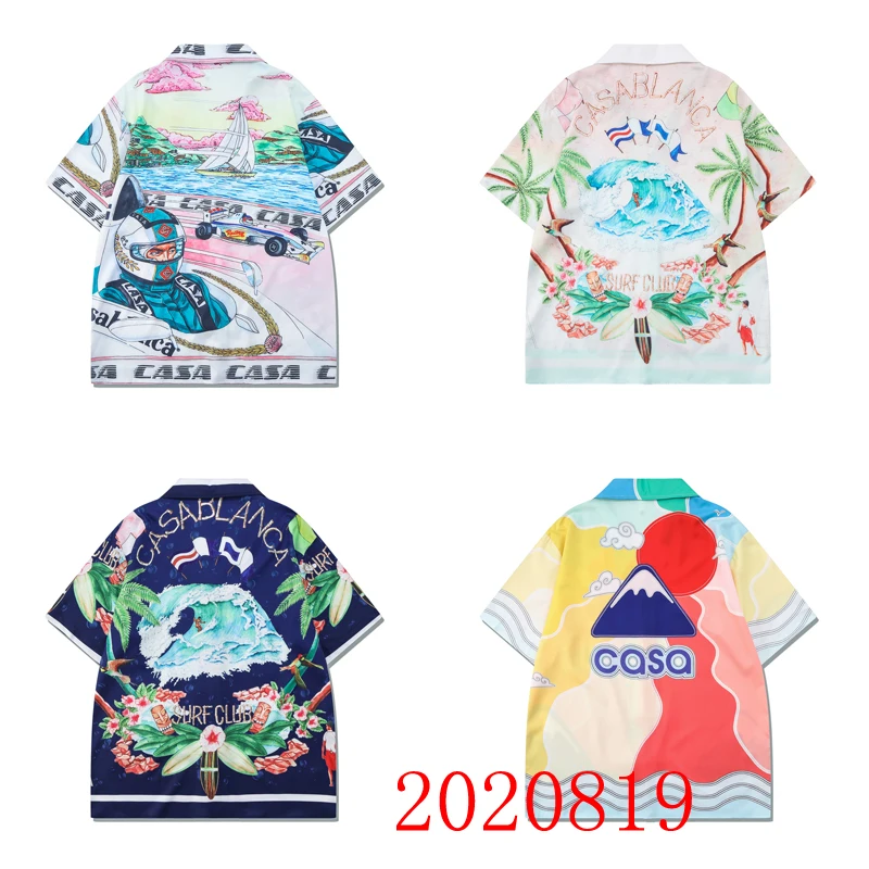 

Multi Color Pattern Casablanca Shirt Hawaii Beach Style Men Women High Quality Casual Holiday Surf Short Sleeve T Shirt