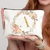Floral Hoop Initial Zipper Makeup Pouch Travel Essentials Wedding Makeup Storage Organizer Bachelorette Party Gift Bag for Girls 2