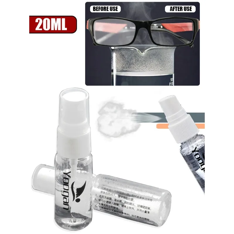 Anti Fog Cleaner Spray 20ml For Swimming Goggles Glasses Diving Goggles Eyeglasses Solid Antifogging Liquid Mist Eliminator