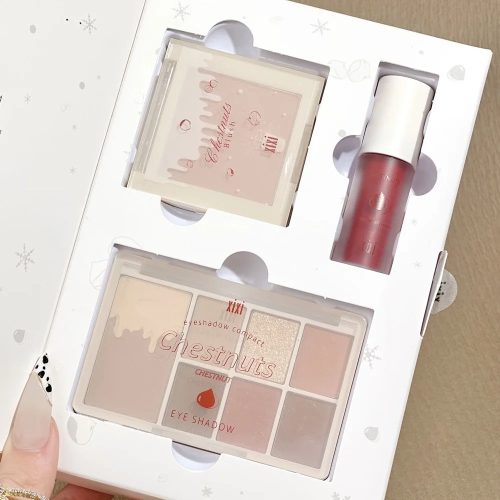 

Makeup Gift Box Daily Nude Makeup Lip Glaze Eye Shadow Blush 3-piece Set Girlfriends Valentine's Day Gift Box Face Makeup