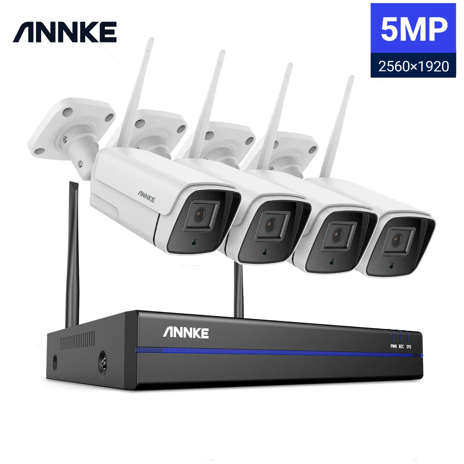 Annke 5Mp Wifi Cctv System 10Ch Nvr Sistema Di Telecamere Di Sicurezza Audio Bidirezionale Telecamere Ip Wireless Per Esterni Kit Di Videosorveglianza
