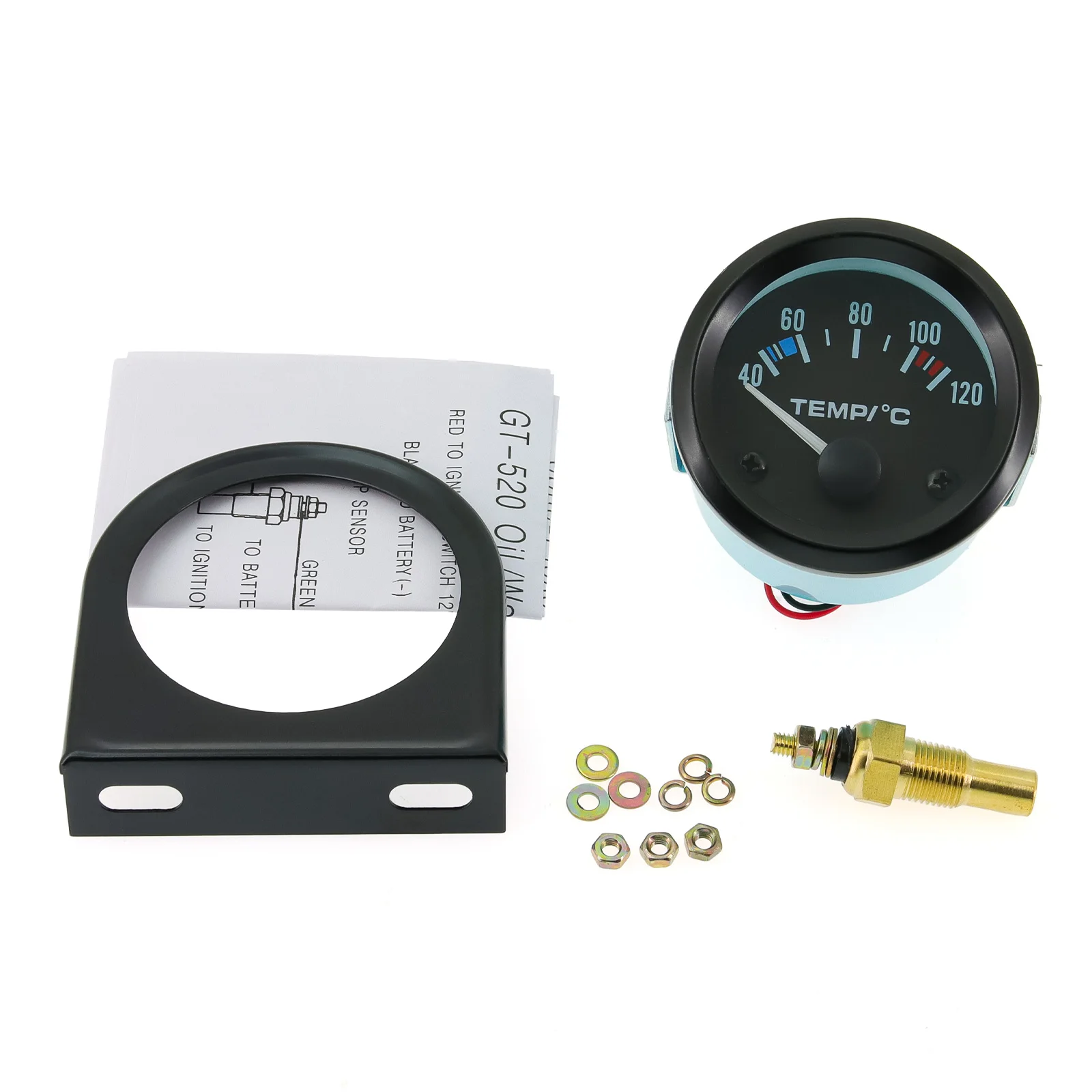 2'' 52mm 자동차 자동 수온 게이지 40-120 ℃   수온 측정기 조인트 파이프 센서 라디에이터 어댑터 2640mm(옵션)