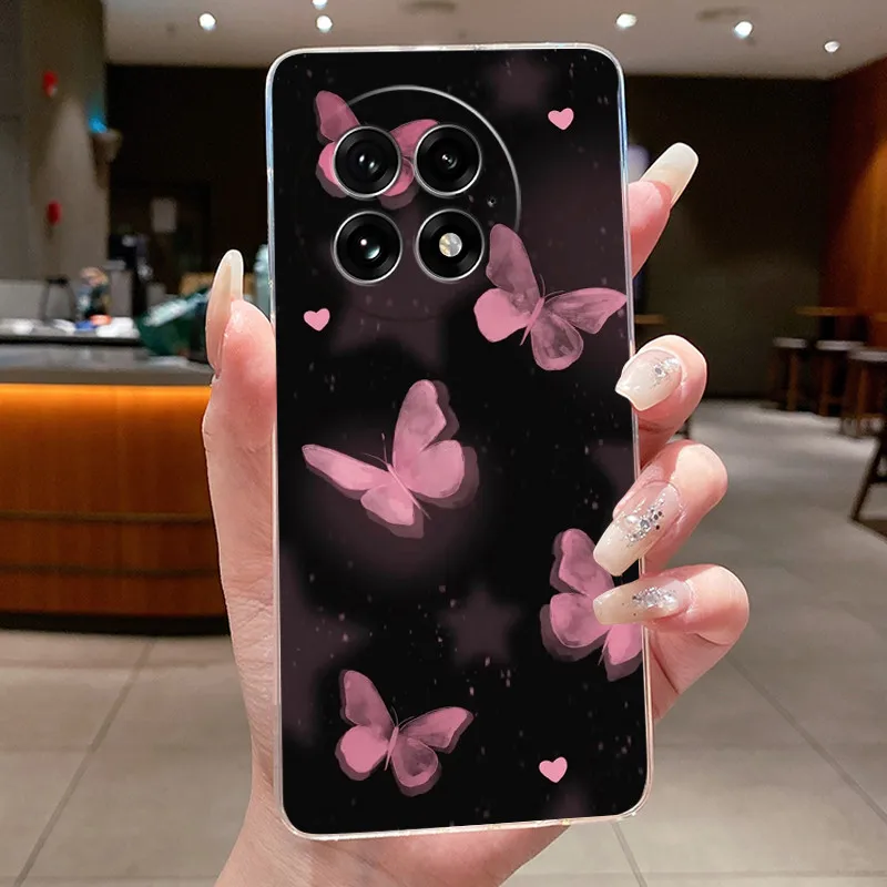 Floral Butterfly Soft Silicone Transparent Phone Case Cover