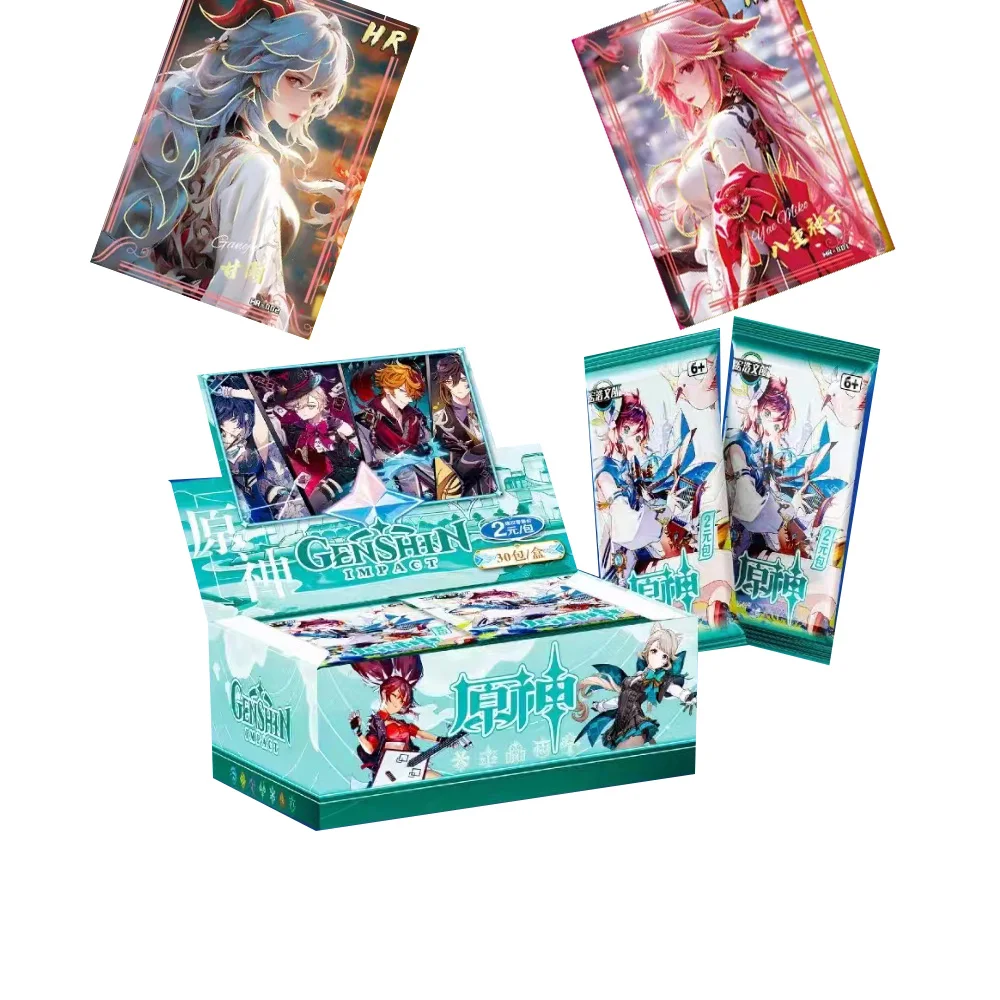 

Genshin Impact Cards Anime TCG Game Collection Pack Booster Box Rare HR TR LGR Table Toys For Family Children Gift