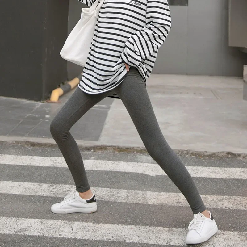 Spring Autumn New Style Grey Cotton Leggings Women's Thin High Waist Slimming Nine Points Pants Underwear for Women 4