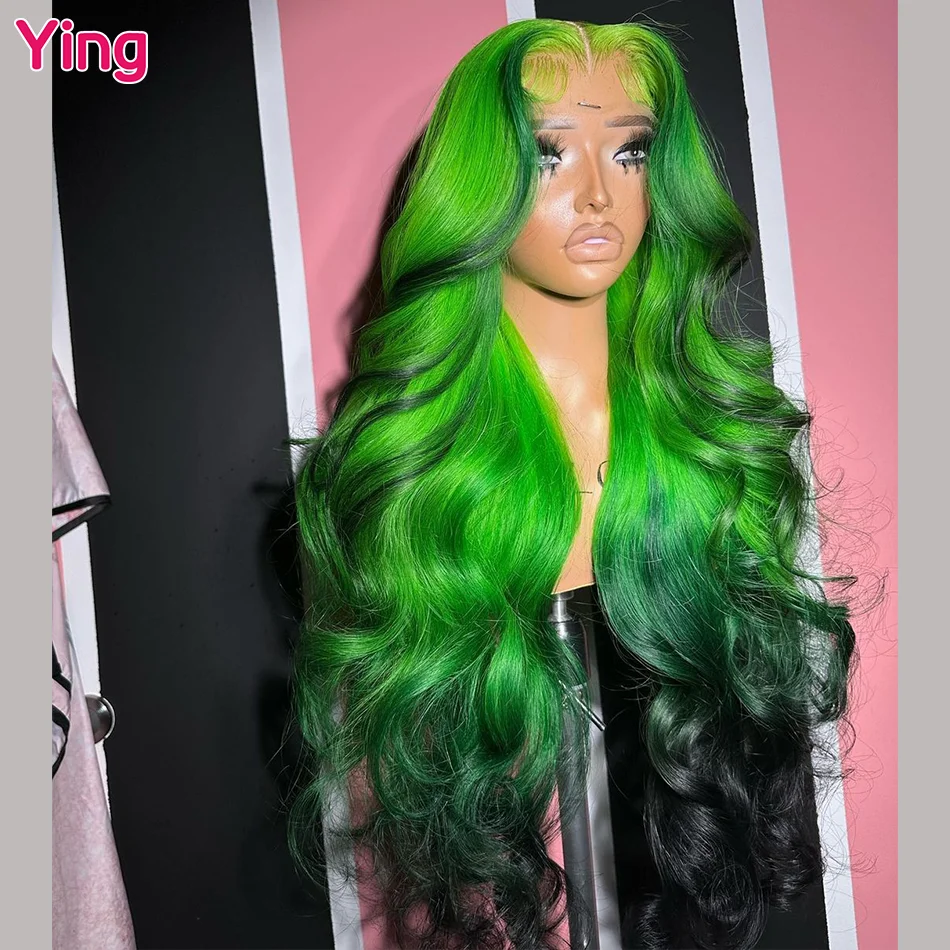 Black Green LaceFront Wig Amazon.com : GIANNAY Highlights Green Deep Wave 250% Density  main image 3