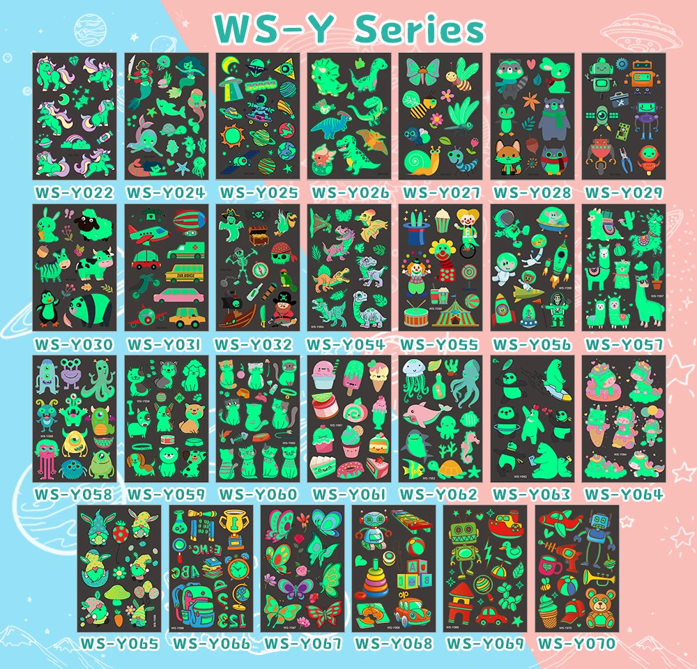 

Luminous Tattoo Face Temporary Color Unicorn Mermaid Dinosaur Tattoo Child Cute Tattoo Sticker Body Tattoo for Kids