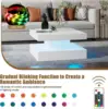 White LED Coffee Table with Storage for Living Room Modern Smart Tall Square Center Table 2 Tier Display Shelf 20 Colors 5